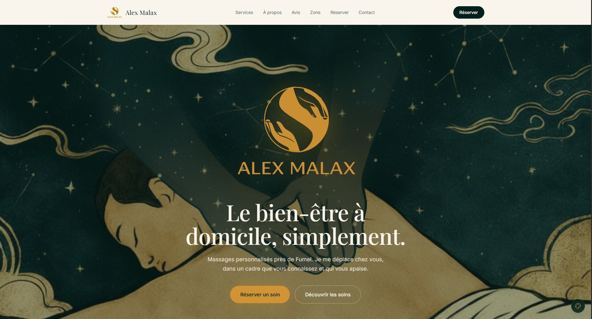Page d'accueil du site Alex Malax